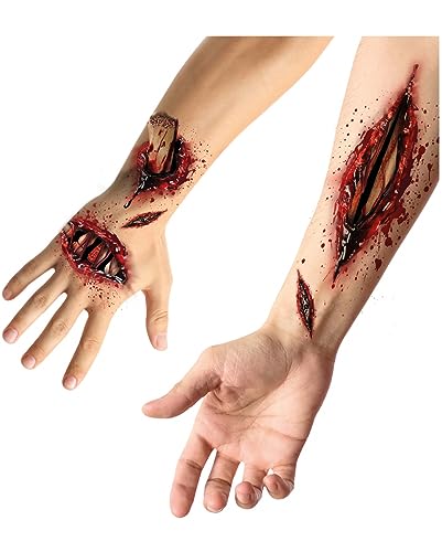 Horror-Shop Knochenbruch & Fleischwunden SFX Aufklebe-Tattoo für Halloween von Horror-Shop