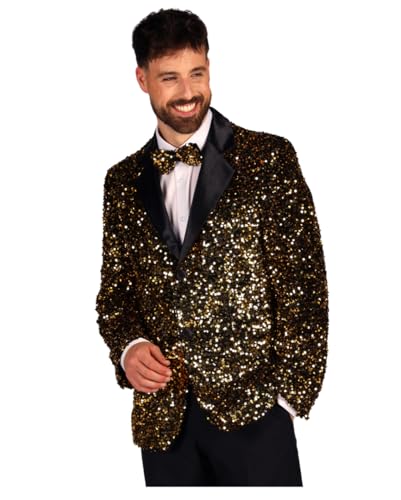 Horror-Shop Männer Paillettenjacke DLX ; Showstar; Gold S / 48 von Horror-Shop