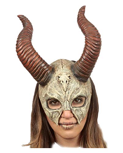 Horror-Shop Mystisches gehörntes Skelett Biest Halbmaske für Halloween von Horror-Shop