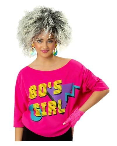 Horror-Shop Pinkes 80's Girl Damen T-Shirt mit Fledermausärmeln M von Horror-Shop