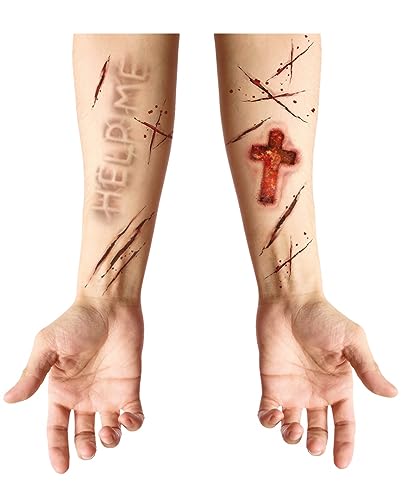 Horror-Shop Posessed SFX Tattoo Wunden für besessene Exorzismus Kostüme von Horror-Shop