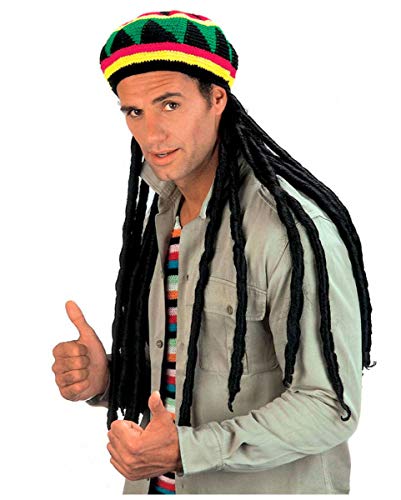 Horror-Shop Reggae Mütze mit Rasta Zöpfen für Fasching & Karneval von Guoml