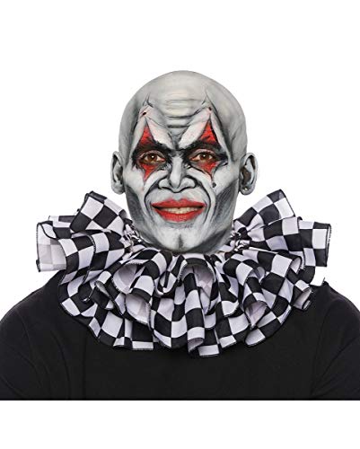 Horror-Shop Schwarz-Weißer Clown Rüschenkragen mit Karomuster von Horror-Shop