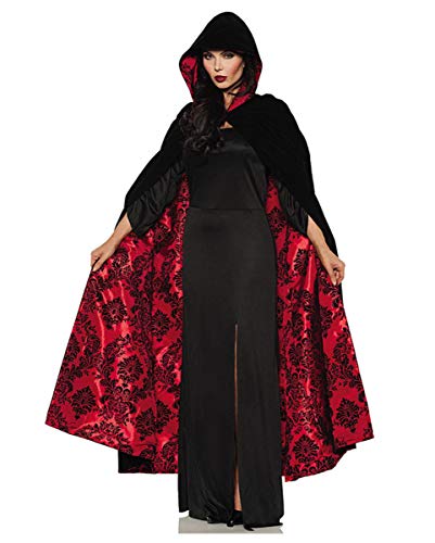 Horror-Shop Schwarz-roter Deluxe Vampir Satin Samt Umhang für Halloween von Horror-Shop