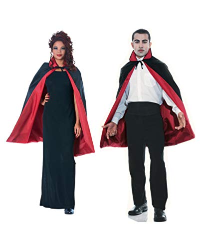 Horror-Shop Schwarz-roter kurzer Vampir Blutsauger Umhang als Cape für Dracula von Horror-Shop