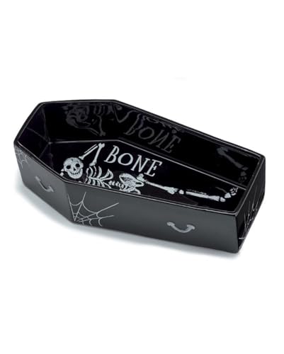 Horror-Shop Schwarze ;Bone Appetit Schale; in Sargform als Halloween Geschirr 35cm von Horror-Shop