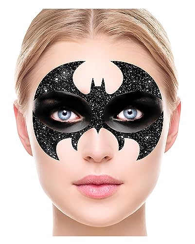 Horror-Shop Schwarzer Fledermaus Glitter Gesichts-Aufkleber für Halloween & Fasching von Horror-Shop