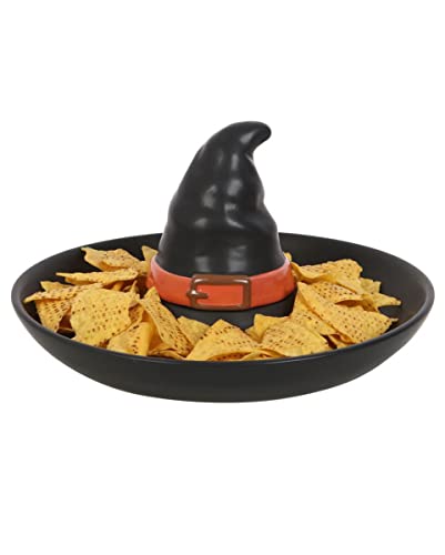 Horror-Shop Schwarzer Hexenhut aus Keramik als Chips & Dip Teller 30cm Ø von Horror-Shop