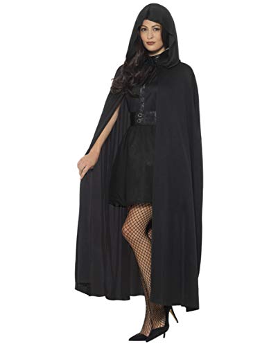 Horror-Shop Schwarzer Umhang als Kapuzen Cape für Halloween & Fasching von Horror-Shop