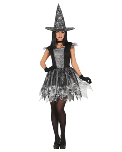 Horror-Shop Silberne Hexe mit Spinnenmotiv Damenkostüm L Horror-Shop Silberne Hexe mit Spinnenmotiv Damenkostüm L von Horror-Shop