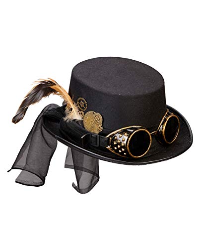 Horror-Shop Steampunk Kostüm Zylinder mit Fliegerbrille als Verkleidungs Accessoire für Endzeit Kostüme von FOXCUP