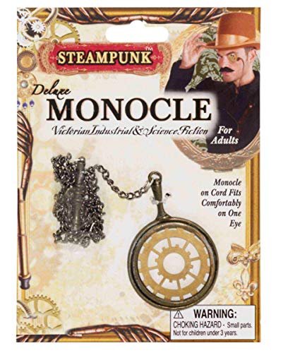 Horror-Shop Steampunk Monokel in Gold als stylishes Accessoire für Halloween, Karneval, Cosplay und LARP von Horror-Shop