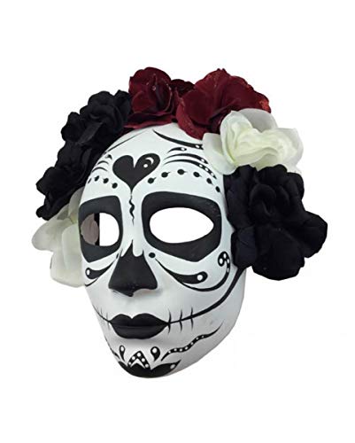 Horror-Shop Sugar Skull Frauenmaske mit Blüten von Horror-Shop