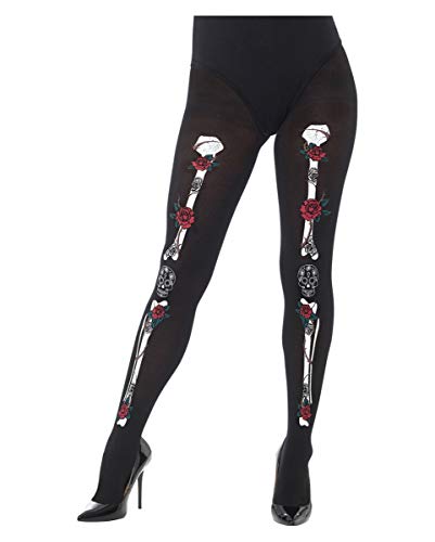 Horror-Shop Sugar Skull Strumpfhose als Kostümzubehör für den Day of The Dead von Horror-Shop