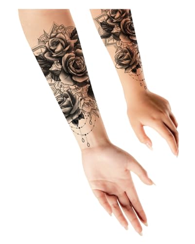 Horror-Shop Temporäres Rosen Mandala Tattoo zum Aufkleben für den Unterarm von Horror-Shop
