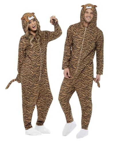 Horror-Shop Tiger Onesie Unisex als Tierkostüm mit Reißverschluss für Fasching M von Horror-Shop