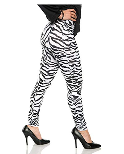 Horror-Shop Weiße 80er Jahre Zebra Leggings als Verkleidungs Accessoire L/XL von Horror-Shop