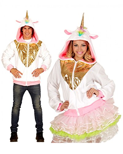 Horror-Shop Weiße Einhorn Jacke mit goldglänzendem Einhorn auf der Kapuze L/XL von Horror-Shop