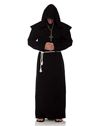 Schwarze Mönchsrobe als Karnevalskostüm für Herren One Size von Horror-Shop