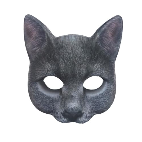 Hosfairy 1 x Halloween-Katzenmaske mit halbem Gesicht, Tier-Katzenmaske für Halloween, Weihnachten, Ostern, Kostüm, Party-Zubehör (Stil A) von Hosfairy