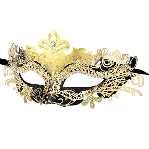 Hoshin Maskerade Maske, Karneval Dekorationen Venezianische Masken für Frauen (Gold & Schwarz) von Hoshin