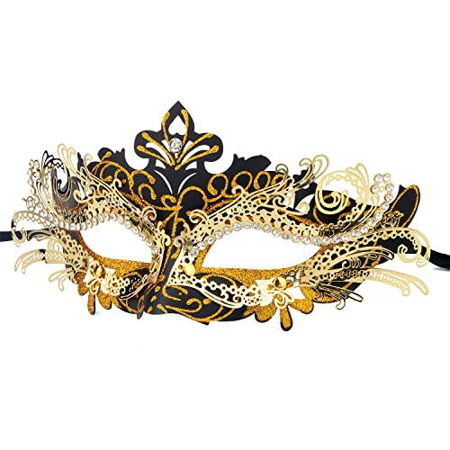 Hoshin Maskerade Maske, Karneval Dekorationen Venezianische Masken für Frauen (Schwarz mit goldener Linie) von Hoshin