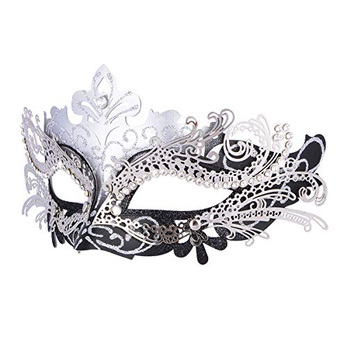 Hoshin Maskerade Maske, Karneval Dekorationen Venezianische Masken für Frauen (Silber & Schwarz) von Hoshin