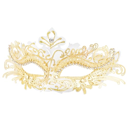 Hoshin Maskerade Maske, Karneval Dekorationen Venezianische Masken für Frauen (Weiß mit Goldlinie) von Hoshin