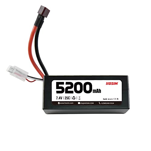 Hosim 7.4V LiPo Batterie 5000mAh Ersatzakku Zubehörd für ferngesteuertes Auto 9125 S920 9206E 9200E Truggy RC Car Ersatzteile Ladegerät von Hosim