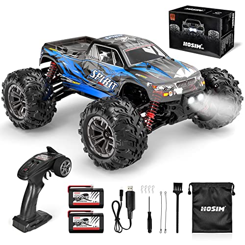 Hosim Ferngesteuertes Auto, 1:16 Maßstab RC Offroad LKW mit 40km/h, 4WD Spielzeug Crawler mit Lampen für Kinder Und Erwachsene (9135, Blau) von Hosim