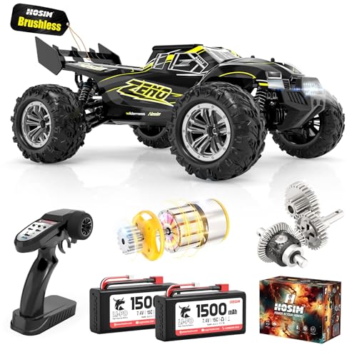 Hosim ZENO 1:10 Brushless Ferngesteuertes Auto, 62+ km/h schnell RC Auto, 4WD Hobby-Grade RC Geländewagen für Erwachsene und Kinder (X15, Schwarz) von Hosim