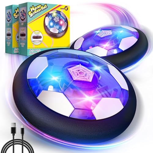 Air Power Fußball, Spielzeug für Kinder Geschenke Jungen Mädchen Indoor Fußball Wiederaufladbar Hover Ball 2pcs LED Air Fußball Kinderspielzeug ab 4 5 6 7 8 Jahre von Hot Bee