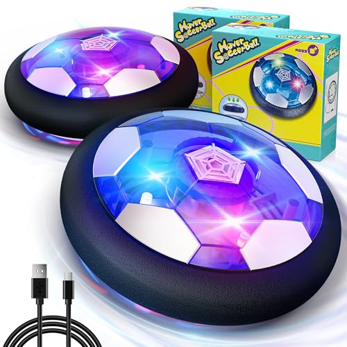 Air Power Fußball, Spielzeug für Kinder Geschenke Jungen Mädchen Indoor Fußball Wiederaufladbar Hover Ball 2pcs LED Air Fußball Kinderspielzeug ab 4 5 6 7 8 Jahre von Hot Bee