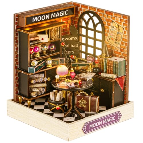 Book Nook Kit-DIY Puppenhaus Holz Haus DIY Miniatur Puppenhaus 3D Holz Puzzle Buchstütze Miniatur Kit für Erwachsene Teens, 3D Holzpuzzle mit LED-Licht von Hot Bee