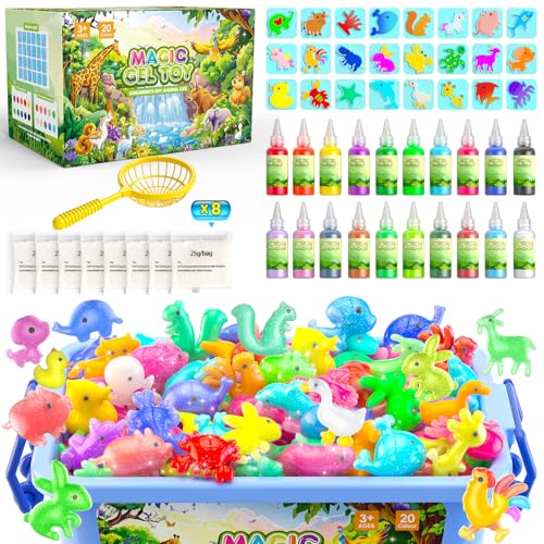 Hot Bee 20 Farben Magic Water Elf, 3D Aqua Gelz Set, Thema Bauernhof Gel Creature Kinder Spielzeug, Aqua Gelz Nachfüllset, Bastelset Kinder, Spielzeug Geschenke Für Mädchen 5 6 7 8 Jahre von Hot Bee