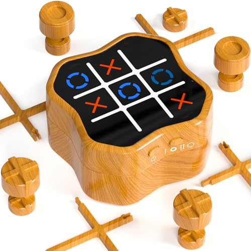 Hot Bee 4 in 1 Elektronisches Tic Tac Toe – Interaktives Spiel für 1-4 Spieler, Fördert logisches Denken und Gedächtnis, Doppelschicht-Spielbox, Geschenk für Junge und Kinder von 8 9 10 11 12 Jahren von Hot Bee