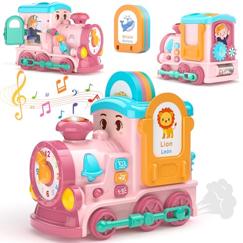 Hot Bee Baby Girl Toy 12 18 Monate Musical Sensory Train,Spielzeug Geschenke für 1 Jahr alte Mädchen,Rosa von Hot Bee