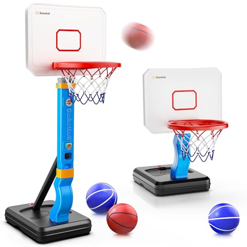 Hot Bee Basketballkorb Kinder Spielzeug, Basketballkorb Indoor Outdoor ab 2 3 4 Jahre Kinder, Basketballkorb mit Ständer, Spielzeug ab 2-5 Jahre Junge, Verstellbarer Basketball Korb Geschenk Junge von Hot Bee