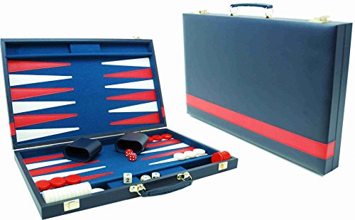 Backgammon Koffer blau Kunsleder.46x30cm. von Hot Games