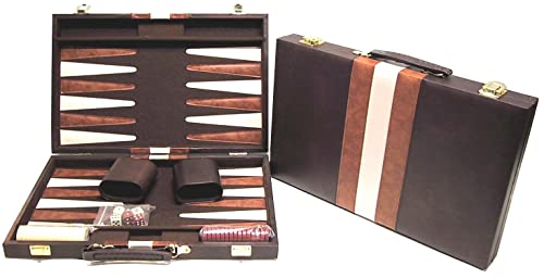 Backgammon Koffer braun Kunsleder.46x30cm. von Hot Games