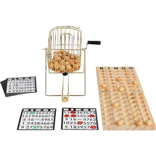 Bingospiel Metall 24 cm. Brett+75 Bälle Holz von Hot Games