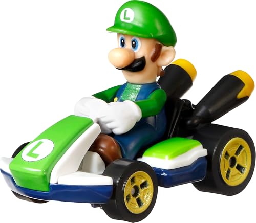 DieCast Modell LUIGI Version STANDARD KART von SUPER MARIO KART – Maßstab 1:64, Länge 5cm (HW GLP37) von Hot Wheels