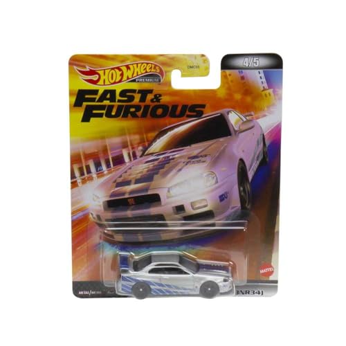 FAST AND FURIOUS Die Cast Auto Modellauto NISSAN SKYLINE GT-R BNR34 grau - Maßstab 1/64 Länge 8 cm - Hot Wheels HCP27 von Hot Wheels