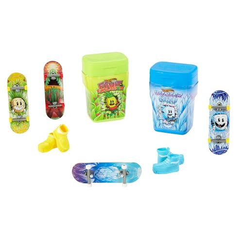 HOT WHEELS Skate Flavor Container 2er-Pack - Taschenformat mit 2 vollständig montierten Fingerboards, abnehmbare Skateboard-Schuhe, für Kinder ab 5 Jahren, HWV21 von Hot Wheels