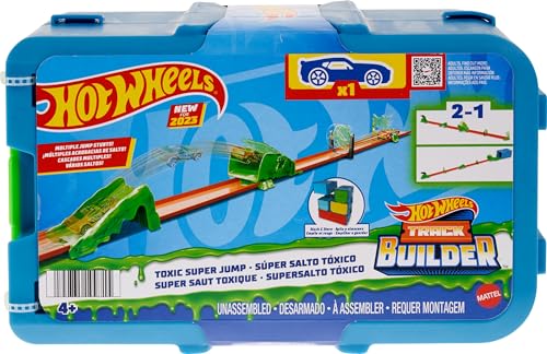 Hot Wheels Track Builder - Giftiger Super-Sprung Trackset mit Rampe, Flippern, Auto, Box und viele Baumöglichkeiten, für Kinder ab 4 Jahren, HKX47 von Hot Wheels