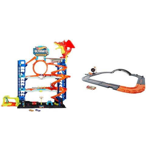 HOT WHEELS Ultimative Garage - Mehrere Ebenen Parkgarage, 3ft hoch & City - Erweiterungs-Streckenset inklusive 10 Komponente für individuelle Gestaltung und Action-Auto, Kinder ab 4 Jahre, HDN95 von Hot Wheels