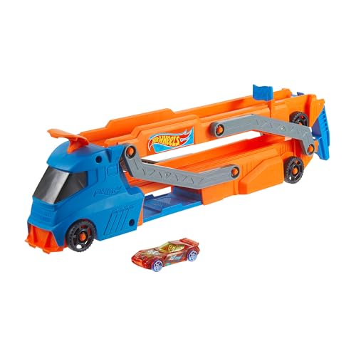 Hot Wheels Spielzeugauto im Maßstab 1:64, eine ca. 76 cm Lange Rennstrecke mit einem Starter, Platz für bis zu 9 Autos im Maßstab 1:64, lässt Sich mit Anderen Sets verbinden, HYT83 von Hot Wheels