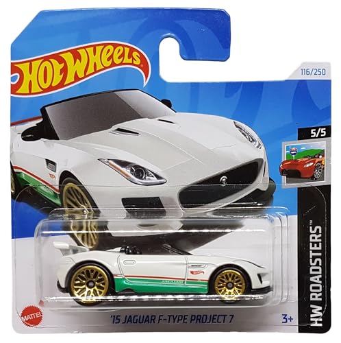 Hot Wheels - ´15 Jaguar F-Type Project 7 - HW Roadsters 5/5 - HTC16 - Short Card - Weiss - Mattel 2024-1:64 von Hot Wheels