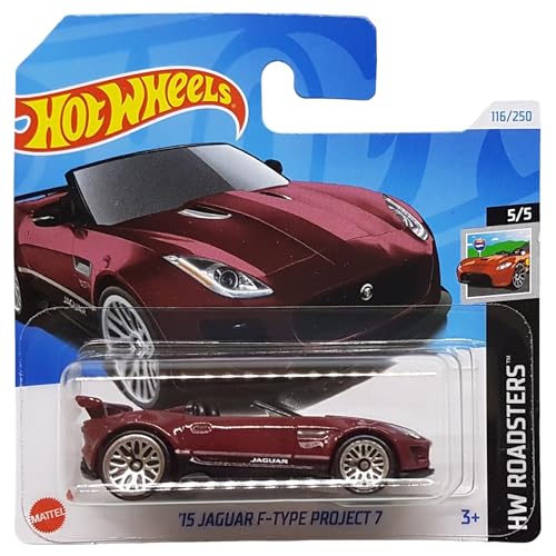 Hot Wheels - ´15 Jaguar F-Type Project 7 - HW Roadsters 5/5 - HTD74 - Short Card - Magenta - Mattel 2024 - 1:64 von Hot Wheels