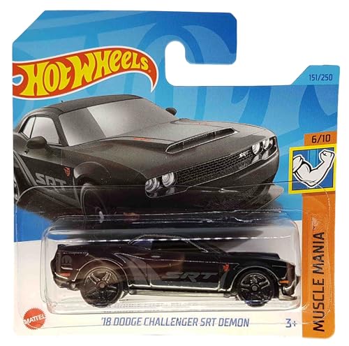 Hot Wheels - ´18 Dodge Challenger SRT Demon - Muscle Mania 6/10 - HKK90 - Short Card - Mopar - schwarz - Mattel 2023 von Hot Wheels